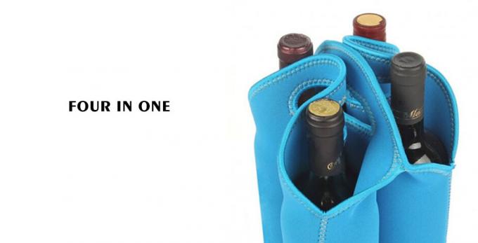 Materiale amichevole eco- della portabottiglia del vino del neoprene della borsa del dispositivo di raffreddamento della bottiglia di 4 bottiglie