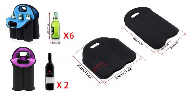 Bottiglia nera 2 e 3 bottiglia dei trasportatori della borsa di totalizzatore del vino del neoprene/della borsa dispositivo di raffreddamento della bottiglia